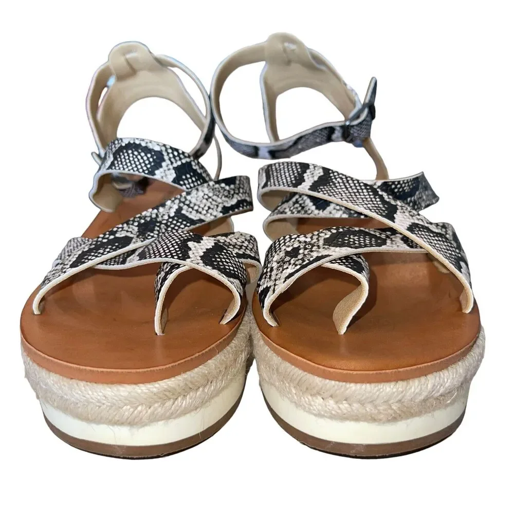 Lucky Brand Sandals Espadrille Wedge Platform Snakeskin - Picture 5 of 11